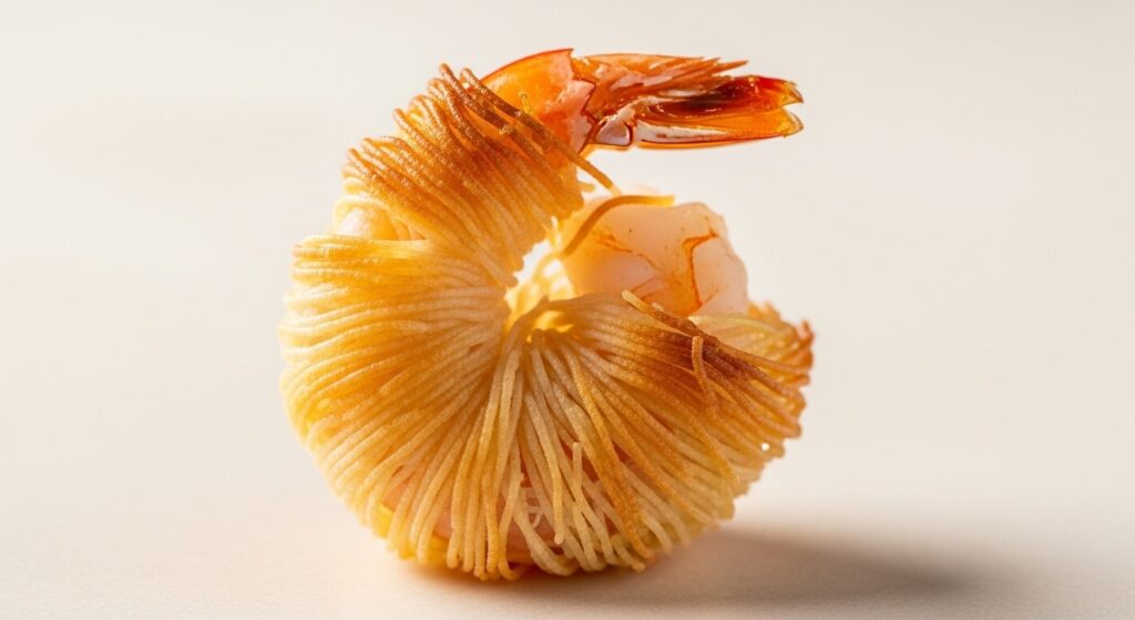 octofoods golden kataifi shrimp gourmet plating 2